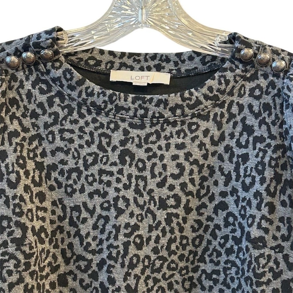 Loft Leopard Print Button Shoulder Shift Dress Wo… - image 2